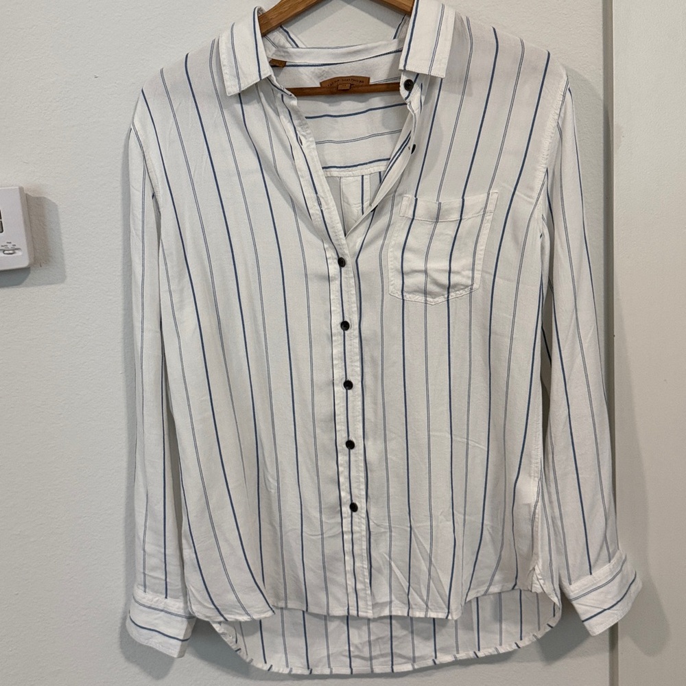 JACHS Girlfriend White Shirt with Navy Stripes